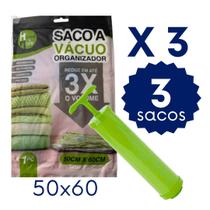 Kit Completo Sacos a Vácuo Bomba Organizador de Viagem Guarda Roupa Economize Espaço