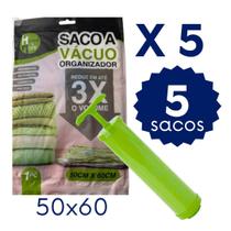 Kit Completo Sacos a Vácuo Bomba Organizador de Viagem Guarda Roupa Economize Espaço