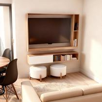 Kit Completo Sala Painel Tv + Rack Suspenso com Nichos e Porta Kit Completo Sala Painel Tv + Rack Suspenso com Nichos e Porta