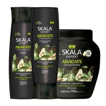 Kit Completo Shampoo Condicionador Creme Tratamento Abacate com Óleo de Rícino Hidratação Skala