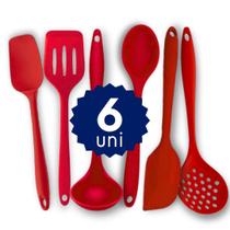 Kit Completo Silicone 10 pçs Espátula Colher Concha Escumadeira Cozinhar sem Riscar Panelas Kit Completo Silicone 10 pçs Espátula Colher Concha Escumadeira Cozinhar sem Riscar Panelas