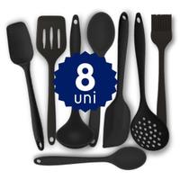 Kit Completo Silicone 10 pçs Espátula Colher Concha Escumadeira Cozinhar sem Riscar Panelas Kit Completo Silicone 10 pçs Espátula Colher Concha Escumadeira Cozinhar sem Riscar Panelas