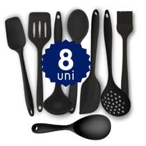 Kit Completo Silicone 10 pçs Espátula Colher Concha Escumadeira Cozinhar sem Riscar Panelas Kit Completo Silicone 10 pçs Espátula Colher Concha Escumadeira Cozinhar sem Riscar Panelas