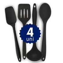 Kit Completo Silicone Espátula Colher Concha Escumadeira Cozinhar sem Riscar Panelas Kit Completo Silicone Espátula Colher Concha Escumadeira Cozinhar sem Riscar Panelas