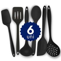 Kit Completo Silicone Espátula Colher Concha Escumadeira Cozinhar sem Riscar Panelas Kit Completo Silicone Espátula Colher Concha Escumadeira Cozinhar sem Riscar Panelas