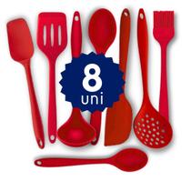 Kit Completo Silicone Espátula Colher Concha Escumadeira Cozinhar sem Riscar Panelas