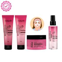 Kit completo Skincare Morango cuidados coma pele Porán Kit completo Skincare Morango cuidados coma pele Porán