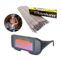 Kit Completo Solda Eletrodo Mas Óculos Titanium Ferro, Aço