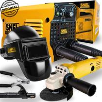 Kit Completo Solda Snel Ferramentas Inversora de Solda Mini 120, Máscara de Solda Automática e Esmerilhadeira 127v