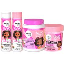 Kit Completo SOS Cachos Kids Com Gelatina e Creme Salon Line