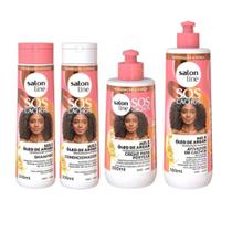 Kit Completo SOS Cachos Mel e Óleo de Argan com Shampoo, Condicionador, Creme para Pentear, Ativador