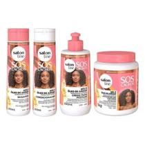 Kit Completo SOS Cachos Mel e Óleo de Argan com Shampoo, Condicionador, Creme para Pentear, Ativador