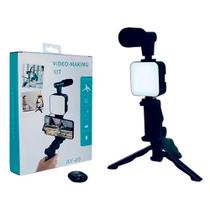 Kit Completo Suporte e Microfone para Lives e Vlogs Tripé e luz AY-49