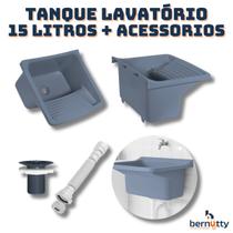 Kit Completo Tanque Cinza Lavatório ABS 15 Litros Com Válvula Sifão e Parafussos Para Fixação