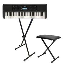 Kit Completo Teclado Yamaha Psr-E383 61 Teclas + Suporte e Banco