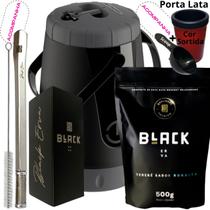 Kit Completo Tereré Black Erva Mate Garrafa térmica Unitermi Copo Inox Bomba de Mola Inox Quadrada