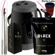 Kit Completo Tereré Black Erva Mate Garrafa térmica Unitermi Copo Inox Bomba de Mola Inox Quadrada