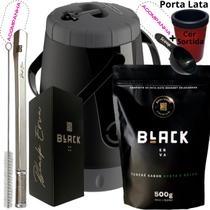 Kit Completo Tereré Black Erva Mate Garrafa térmica Unitermi Copo Inox Bomba de Mola Inox Quadrada