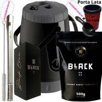 Kit Completo Tereré Black Erva Mate Garrafa térmica Unitermi Copo Inox Bomba de Mola Inox Quadrada