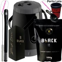 Kit Completo Tereré Black Erva Mate Garrafa térmica Unitermi Copo Inox Bomba Mola Inox QuadradaPreta