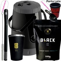 Kit Completo Tereré Garrafa Pávia + Black Erva Mate + Copo Térmico de Alumínio + Bomba Inox Mola