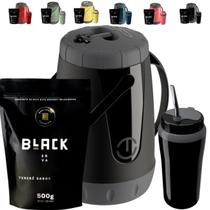 Kit Completo Tereré Garrafa Pávia Copo Térmico Com Bomba Inox Unitermi + Black Erva Mate Escolha