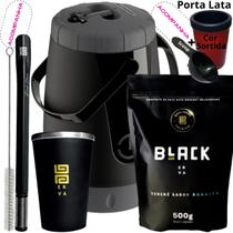 Kit Completo Tereré Garraga Pávia + Black Erva Mate + Copo Térmico de Alumínio + Bomba Inox Mola