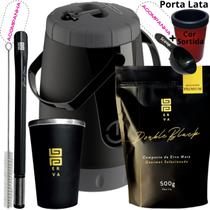 Kit Completo Tereré Garraga Pávia + Black Erva Mate + Copo Térmico de Alumínio + Bomba Inox Mola