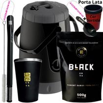 Kit Completo Tereré Garraga Pávia + Black Erva Mate + Copo Térmico de Alumínio + Bomba Inox Mola