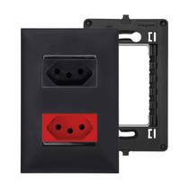 Kit Completo Tomada 20A Vermelha com Tomada 20A Preta Placa 4x2 Legrand PIAL Plus+
