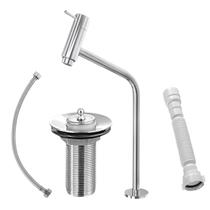 Kit Completo Torneira Banheiro Metal, Acessórios Instalação, Valvula Pia Engate Inox Sifão Universal Kit Completo Torneira Banheiro Metal, Acessórios Instalação, Valvula Pia Engate Inox Sifão Universal