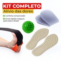Kit Completo Tratamento Fascite Plantar Esporão Calcâneo Ortopédico Massageador Alívio das Dores