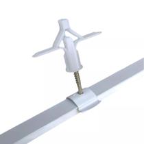 Kit Completo Trilho Suiço Simples Max Para Teto 3,0m Branco Deslizante Parafuso Bucha