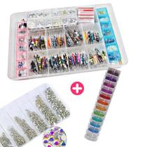 Kit completo unhas luxo 34mil pçs + torre glitter e strass