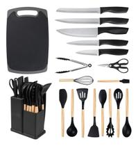 Kit Completo Utensílios De Cozinha Silicone Facas 19 Peças Kit Completo Utensílios De Cozinha Silicone Facas 19 Peças