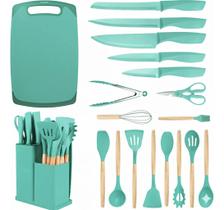 Kit Completo Utensílios De Cozinha Silicone Facas 19 Peças