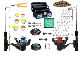 Kit Completo Vara 1,30m 10kg Com Molinete E Maleta E Acessor Kit Completo Vara 1,30m 10kg Com Molinete E Maleta E Acessor