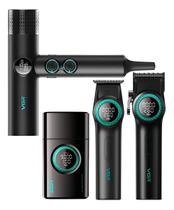 Kit Completo VGR 3 Máquinas Profissionais De Cortar Cabelo e Barba Corte V001 Preto Acabamento V977 Base Shaver V377 Secador Preto 220V Kit Completo VGR 3 Máquinas Profissionais De Cortar Cabelo e Barba Corte V001 Preto Acabamento V977 Base Shaver V377 Secador Preto 220V