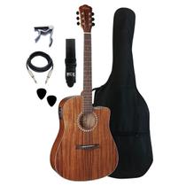 Kit Completo Violão Eletracústico Hofma HMF280 STNT Folk Kit Completo Violão Eletracústico Hofma HMF280 STNT Folk