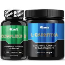 Kit Complexo B 120 Caps + L-Carnitina em Pó 200g Growth Kit Complexo B 120 Caps + L-Carnitina em Pó 200g Growth