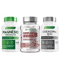 Kit Complexo B B1 B2 B3 B5 B6 B7 B9 B12 Biotina + Coenzima Q10 + Magnesio Treonato 500Mg - 180Cáps Ecomev