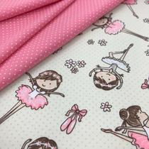 Kit Composé Infantil Bailarina 2 Cortes Tecido Tricoline 50 cm x 1,50 mt