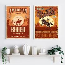 Kit Composição 2 Quadros Decorativos Cartes Rodeio 24X18Cm