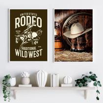 Kit Composição 2 Quadros Decorativos Rodeio 33X24Cm Kit Composição 2 Quadros Decorativos Rodeio 33X24Cm