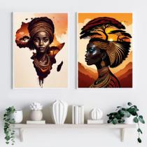 Kit Composição 2 Quadros Mulheres - África 33x24cm Kit Composição 2 Quadros Mulheres - África 33x24cm
