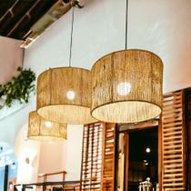 Kit Composição 3 Luminárias Rústica Lustre Pendente Cúpula