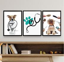 Kit Composição 3 Quadros Clinica veterinária Pet Shop 45x34cm - com vidro Kit Composição 3 Quadros Clinica veterinária Pet Shop 45x34cm - com vidro