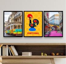Kit Composição 3 Quadros Decorativos Portugal 33X24Cm