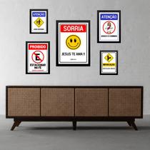 Kit Composição 5 Quadros Placas Evangélicas - com vidro Kit Composição 5 Quadros Placas Evangélicas - com vidro