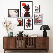 Kit Composição 6 Quadros Arte OrientalJaponesa